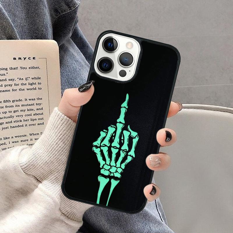 Custodia per Telefono Dito Medio Scheletrico per iPhone 16 15 SE2020 6 7 8 Plus per Apple 13 11 12 14 Mini Pro Max Cover coque Shell