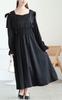 Gold Japan Plus Size Long Open Sizes Women's Dress, Sleeves, Shoulder, Ribbon, Shirring, Fall/Spring, LL, 3L, Black, fem-600