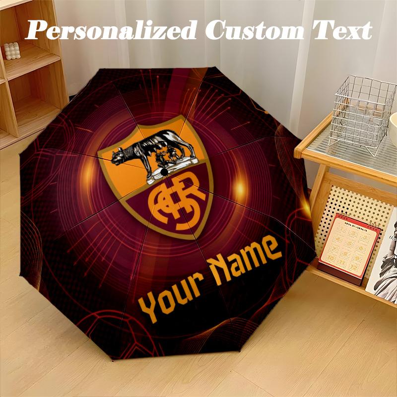 8 Rib Auto Folding Umbrella AS Roma Print Custom Name Text Portable Rain Gear