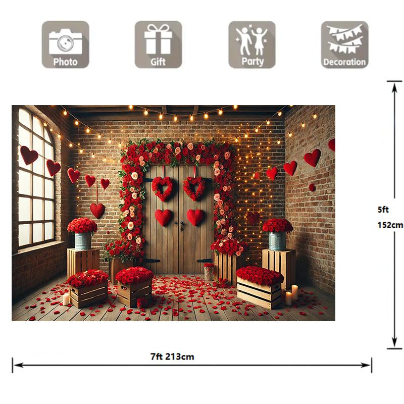 1 romantic floral Valentine's Day banner, suitable for holiday photography backgrounds at parties and weddings