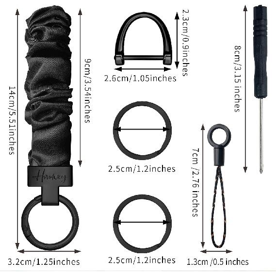 Hovmwey Stretchy Scrunchie Keychain Wristlet, Cute Key Chain Wrist Lanyard Strap for Women Men Car Keys ID Badges Wallet
