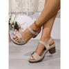 2025 New Wedge Heel Chunky Sole Sandals for Women Thick Heel Plus Size Floral Embellished Strappy Sandals