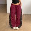 Pantaloni da donna a gamba larga con stampa leopardata, vita elasticizzata e fluidi, per abbigliamento casual