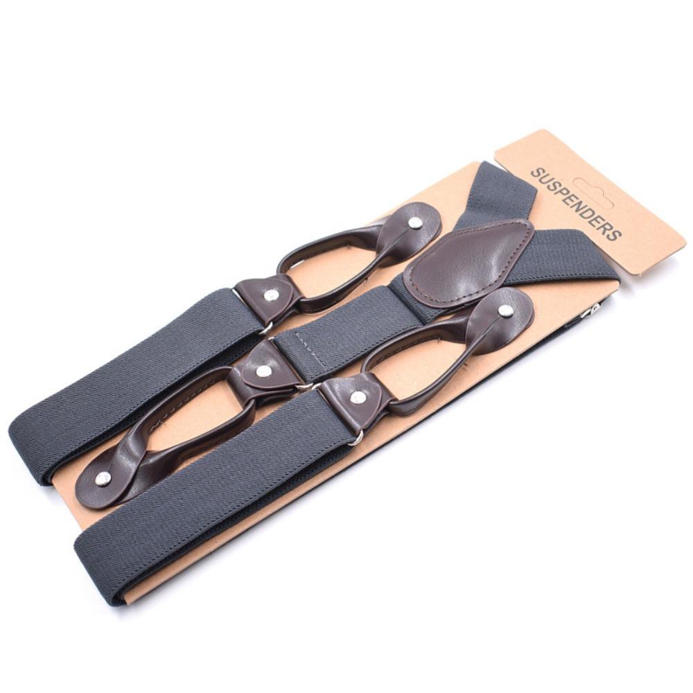Leather Trimmed Vintage Suspenders Button End Y Back Suspenders Button End Suspenders  Party