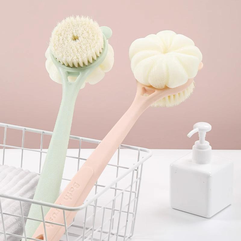 Long Handle Bath Brush Double-Sided Scrubbing Shower Towel Back Scraper Detachable Strong Bath Soft Bristle Washing Brush