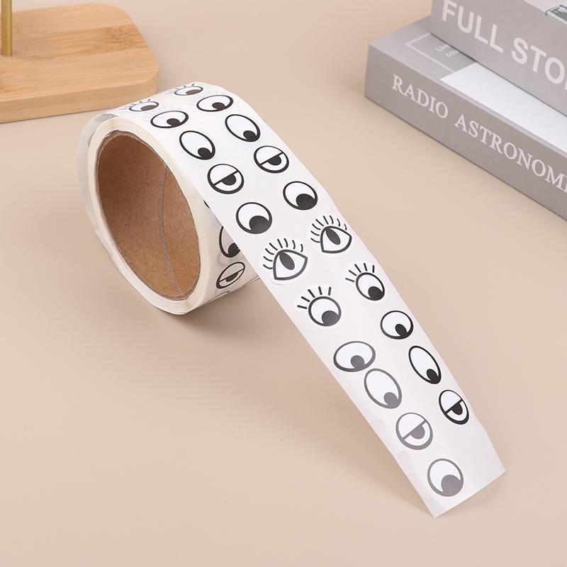1000 Stück/Rolle Selbstklebende Augenaufkleber Mini Augenform DIY Aufkleber Schwarz Weiß Designs Halloween Party Kinderspielzeug Aufkleber