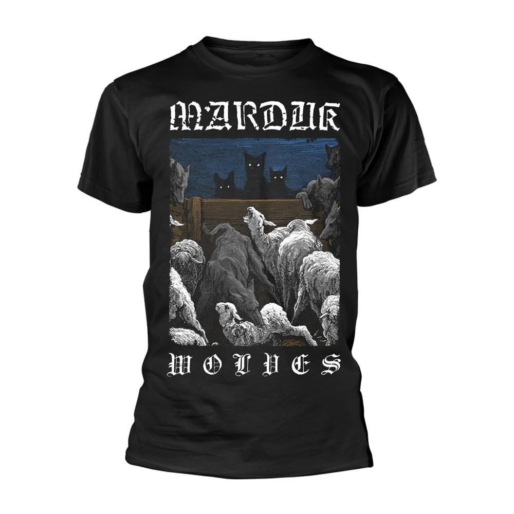 MARDUK - MAGLIETTA NERA WOLVES, Stampa Fronte & Retro Piccola