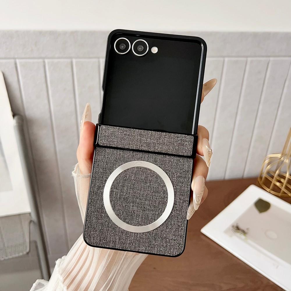 For Samsung Galaxy Z Flip 7 Case Luxury PU Cloth Magnetic Wireless Charging Protective Back Cover Case For Z Flip7 Phone Shell