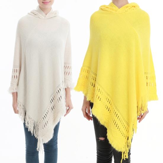 Women Cape Coat Solid Color Tassels Shawl Wrap Sweater Bohemian Style Spring Shawl Coat for Dating