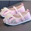 Girls' Embroidered Chinese Style Cloth Shoes - Handmade Old Beijing Hanfu Shoes for Children