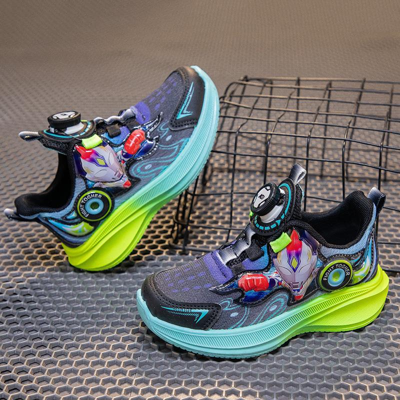

Spring Cartoon Boys Running Shoes with Rotating Buckle Kids Breathable Soft Sole Casual Sneakers size 37