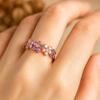 Amethyst Pink Sapphire and CZ Half Eternity Floral Band – Rose Gold Plated 925 Sterling Silver Ring – Women’s Anniversary Wedding Band