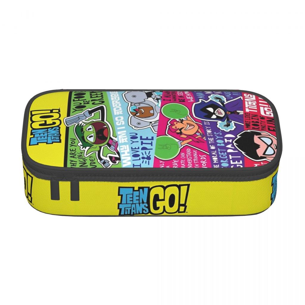 Large Capacity Pencil Pouch Teen Titans Go Anime Manga School Supplies Double Layer Pencil Bag Girl Makeup Bags Gift