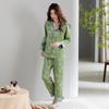 Spring new ice silk pajamas women's new Chinese thin long-sleeved jacquard national style cardigan loungewear set can be worn outside