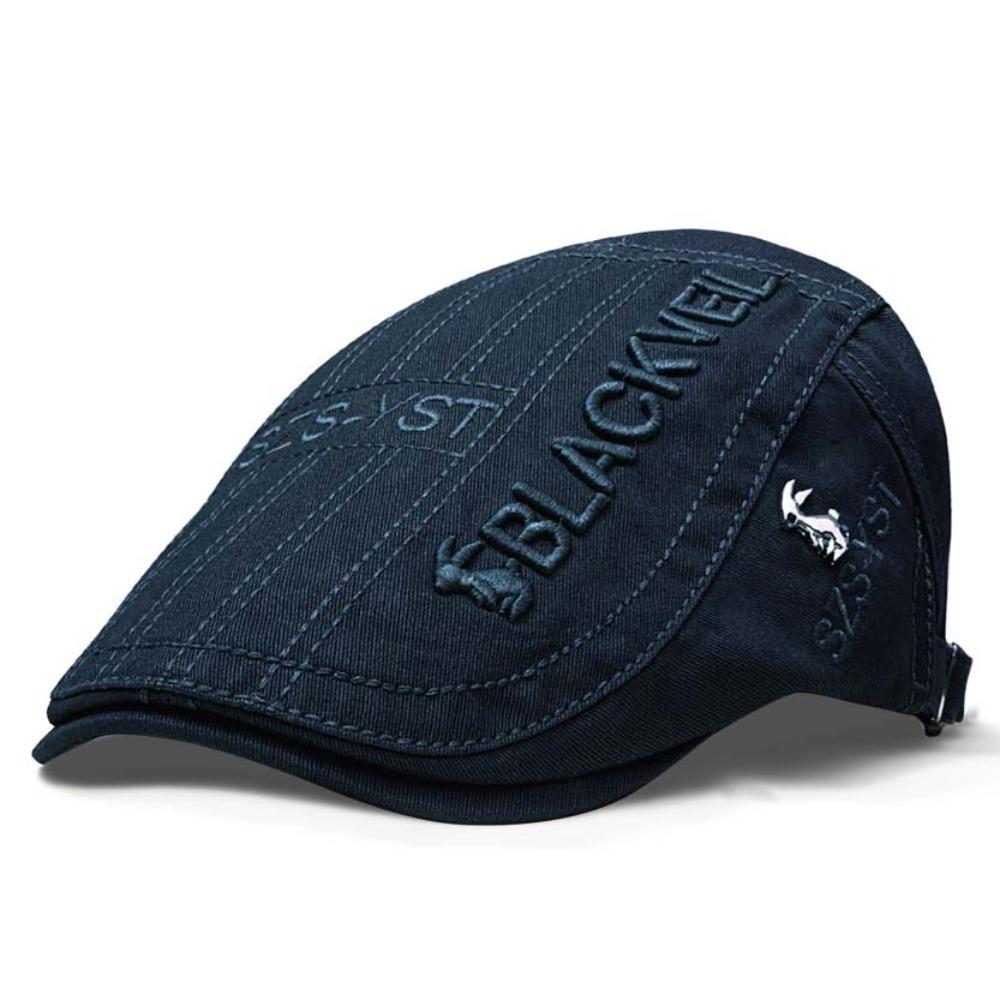 Fashion Adjustable Men Beret Rabbit Embroidery Sunscreen Flat Cap Breathable Newsboy Cap Summer Season темно-синий