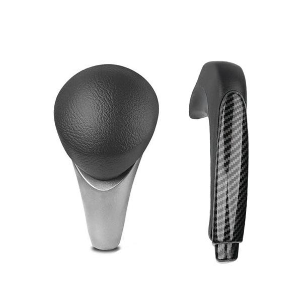 Left-Hand Drive Car Brake Lever Shift Knob Cover Set, Color: As Shown, Made of ABS Material.