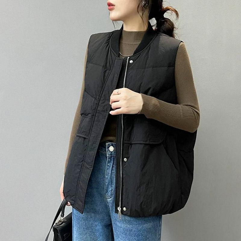 Vest for Women Autumn Winter Sleeveless Tops Vest Oversize Thickened Down Casual Solid Color  Vest