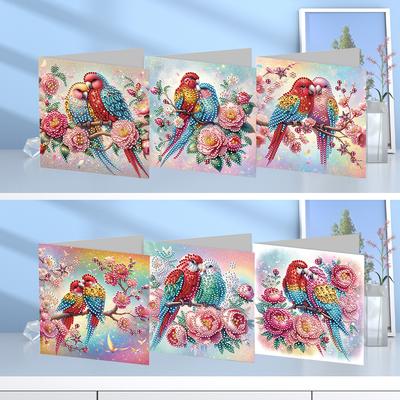 6 Cartes de Vœux Peinture Diamant DIY avec Motifs Animaux et Fleurs Parfaites pour les Anniversaires et les Fêtes