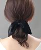 VINGTAINE Velvet Ribbon Scrunchie Hair Women's Tie, 2-Way, Detachable, Elegant, H7930-BLACK