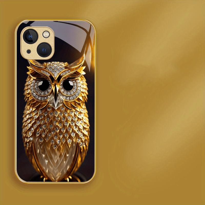 Простой чехол для телефона из стекла с рисунком совы, подходит для iPhone 17 16 15 14 13 12 11 Pro/Max/Plus, противоударная задняя крышка iPhone 15 PLUS чёрный