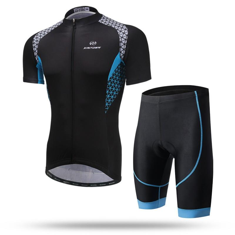 Mens Cycling Short Set Quick-Dry Breathable Sleeve Jersey Shorts Outdoor Bike Riding Gear