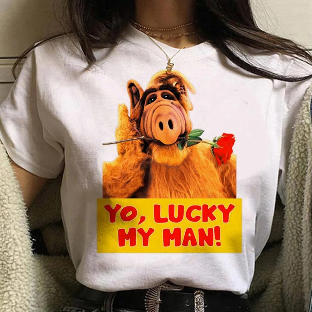 Alf Printed Y2K Tshirt Women 90s Trend New FeUnisex Tee Fashion Cartoon Short Sleeve T Shirt Graphic Top Print Ladies Clothing