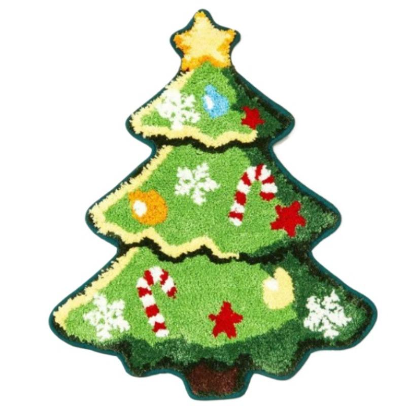 

Christmas Bathroom Mat Irregular Christmas Tree Decorative Rug for Home Use Bedside Faux Cashmere Carpet for Bedroom 40x60cm