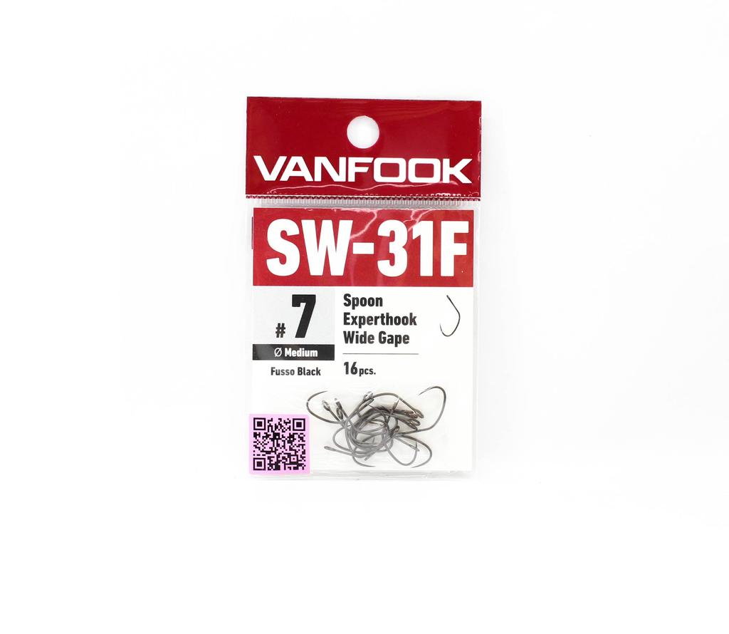 Vanfook SW-31F Spoon Expert Wide Hook Size 7, 16/pack Black (0425)