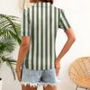 Women Casual Short Sleeve V Neck Shirt Striped Pattern Lightweight Relaxed Fit Blouse Suitable for Daily Wear and Outdoor Activities