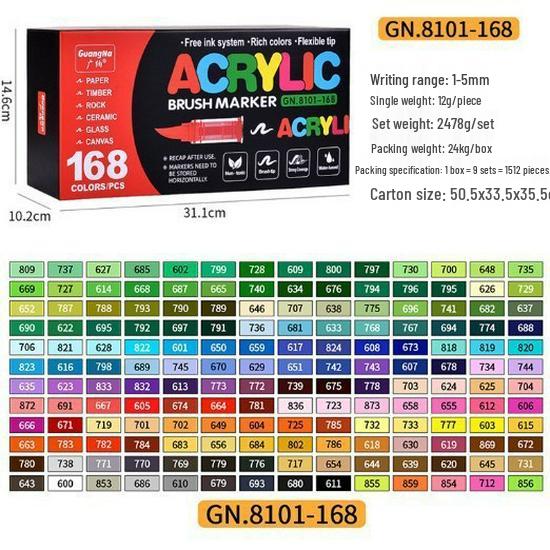 Guangna 8101 Stackable Soft Tip Acrylic Marker Set - 408 Colors for Art & DIY Graffiti