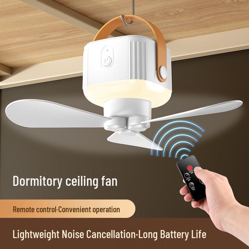 USB Rechargeable Portable Ceiling Fan Light for Dorms, Camping, and Home Use