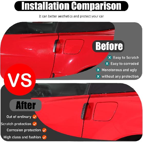 Dry Carbon Fiber Car Body Door Handle Moulding Cover Sticker for Corvette C6 2005-2013 Car Exterior Door Handle Cover Trim Frame Look Cover Trims