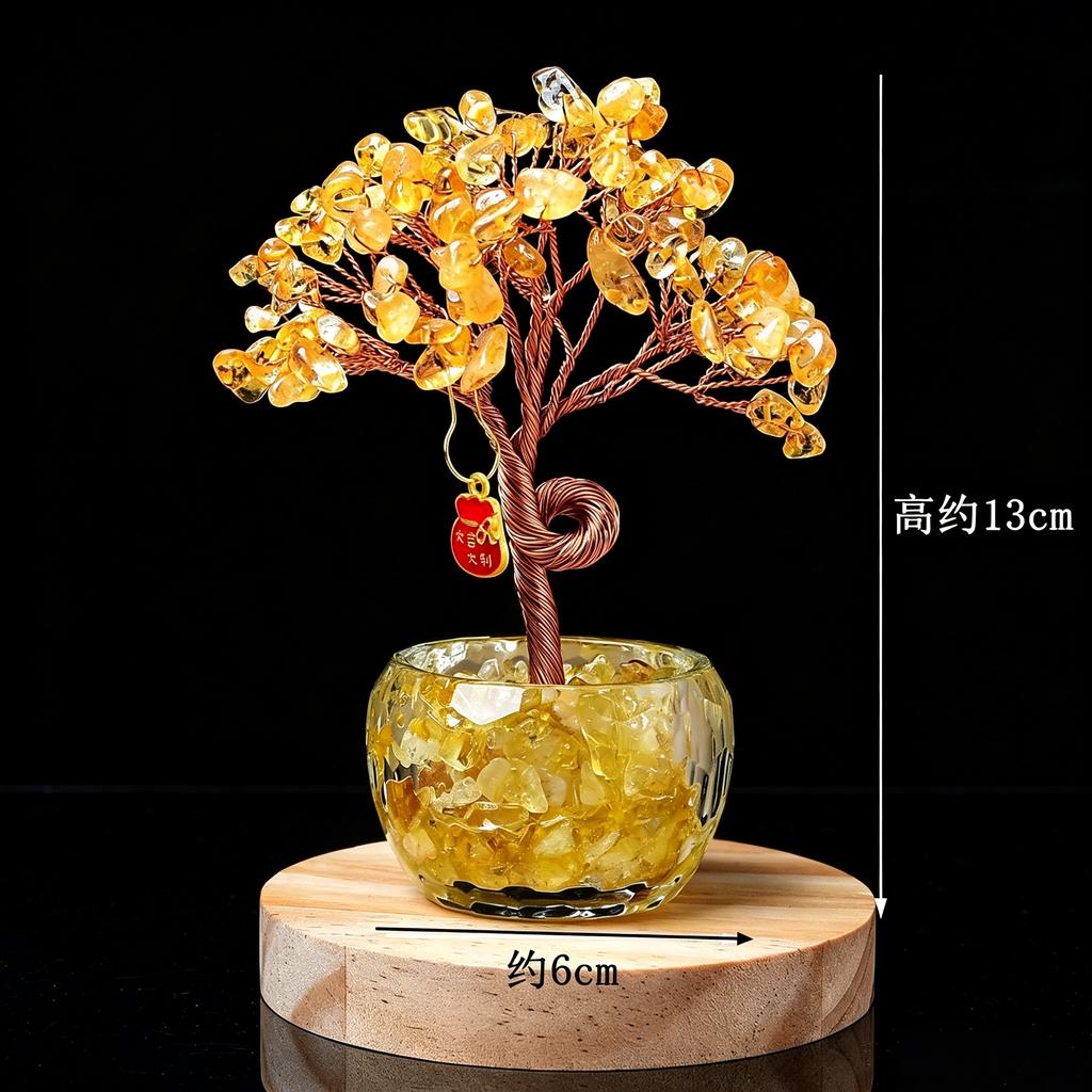 Natural crystal shake money fortune tree fish tank ornament office ornament lucky small ornament creative transshipment gift