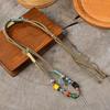 Tibetan Handmade Silver & Sandalwood Pendant with Multi-Gemstones and Adjustable Cord Necklace