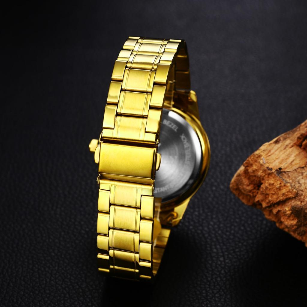 Gold Analog Dragon Retro Chinese Dragon Design with Stainless Steel and Stylish Gold Accessory Perfect Gift for or Christmas Men's Watch Strap,