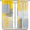 Yellow Abstract Window Curtain, Modern Abstract Rust Art Painting Print Window Drapes for Living Room Bedroom 42" W X 45" L(No B