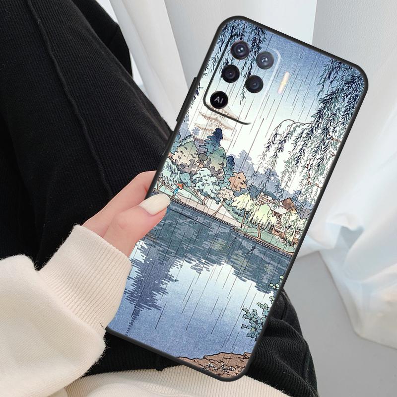 Japanese Ukiyo-e Art Case For Oppo A54 A74 A94 A18 A57 A17 A77 A38 A58 A78 A98 A80 A60 A40 A96 A76 A16 A15 A5 Pro