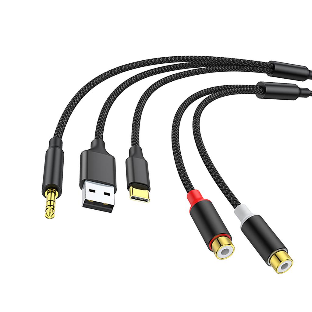 3 in 1 Auditory Cable USB TypeC with 3.5mm to 2RCA Femele Adapter Enhances Sound Experience in Car and Theaters