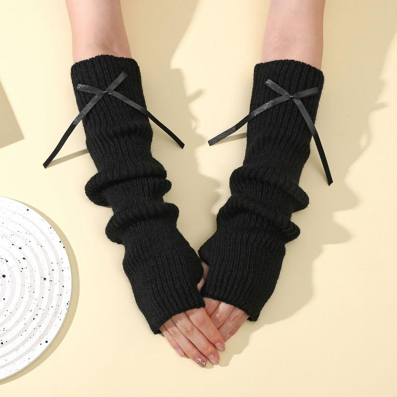 Botvotee Sleeves for Women Bow Half Finger Y2k Accessories Free Shipping Arm Warmers Half Finger Preppy Style Fingerless Gloves