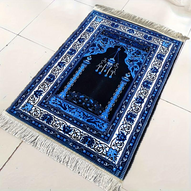 Mosque Dome Floral Islamic Prayer Mat, Foldable Fringed Portable Muslim Prayer Rug, Religious Worship Mat for Home Decor