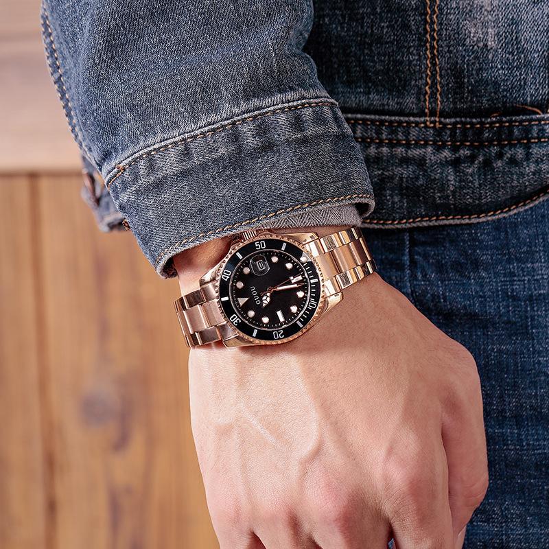 New Fashion Men's Watch Trendy Personalized Calendar Men's Steel Band Waterproof Men's Watch