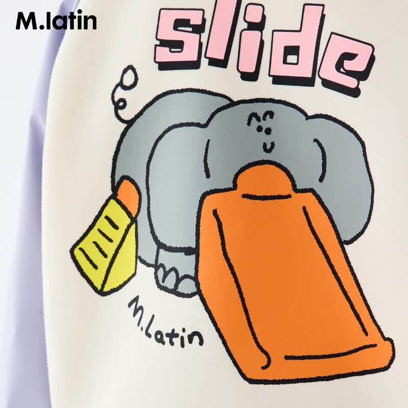 M.Latin Boys' Fleece-Lined Elephant Color Block Crewneck Sweatshirt