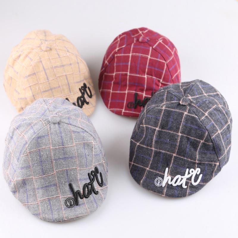 Autumn Fashion Baby  Hats Plaid Design Retro Children Toddler Beret Cap