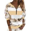 V-Ausschnitt Langarm Elastische Bündchen Pullover Sweatshirt Herbst Floral Gestreift Digital