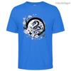 Mens Cotton Long Graphic Chinese Dragon T Shirt Street Casual Style Tee for Men and Women