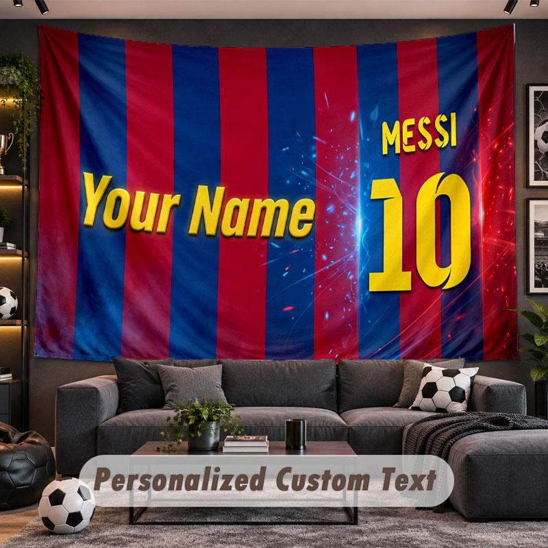 Wall Hanging Tapestry Custom NameLionel Messi Pattern Personalized Printed Fabric Wall Decor