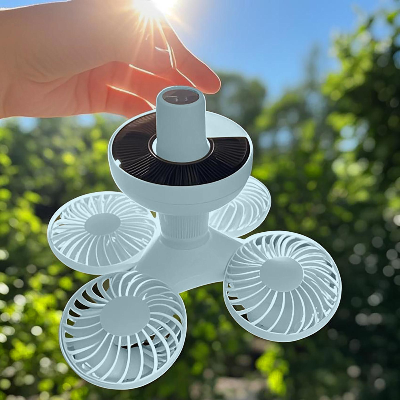 Solar Folding Fan Light USBSolar Charging Lighting Camping Ceiling Fan Camping Rechargeable Ceiling Fan Battery Powered Ceiling Fan Tent Necessities One Size