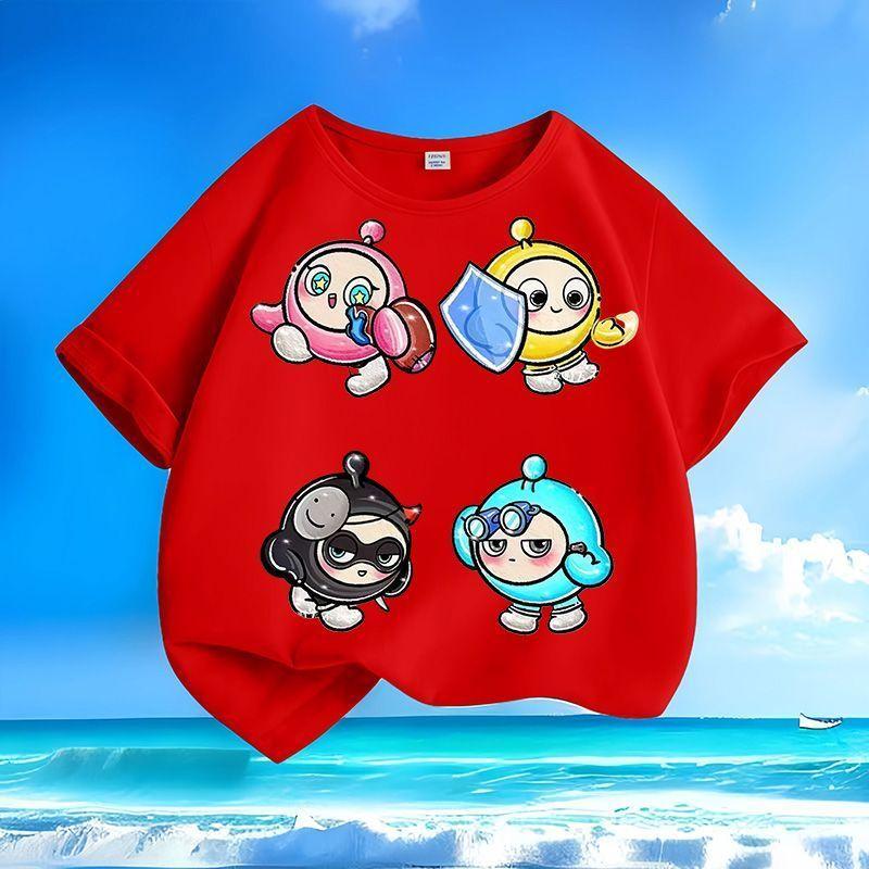 Children's Fashionable Egg-shaped Party T-shirt, Summer Casual Top for Boys and Girls