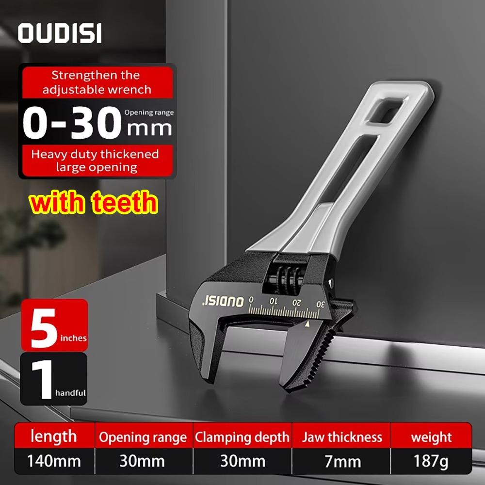 1Pcs Durable 5/6/8 Inch Universal Spanner Steel Mini Adjustable Wrench Large Open 0-45mm Short Handle Tool For Bathroom Pipes