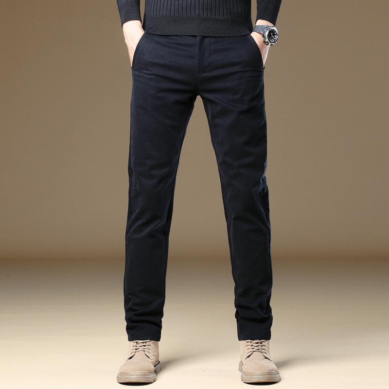 2024 Spring And Autumn Winter New High End Men'S Plush/Thin Casual Pants Slim Fit Straight Tube Versatile Business Suit Long Pants